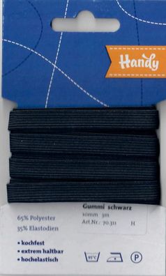 Gummiband schwarz, 10mm, 3m HANDY-SB
