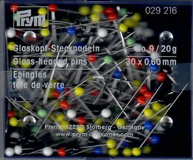 Stecknadeln Glaskopf Dose 20g/bunt