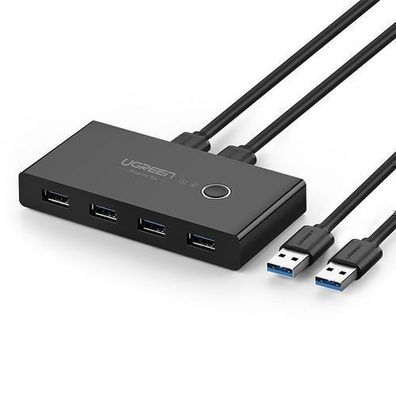 Ugreen USB 3.2 Gen 1 Umschalt-HUB - 4-Port-Switch für Dual-PC-Nutzung, Schwarz,