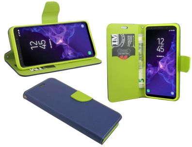 Samsung Galaxy S9 Plus Tasche Blau Handyhülle Schutzhülle Flip Case Cover Etui Hülle