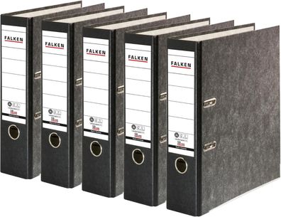Original Falken 5er Pack Recycling-Ordner Wolkenmarmor. Made in Germany. 8 cm breit D