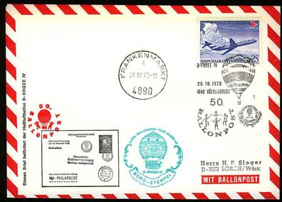 ÖSTERR. 1973 Nr 1413 50a BRF EF Ballonpost X299AAE