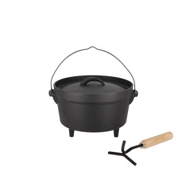 Robuster Dutch-Oven Gusseisentopf für Outdoor- und Campingkochen, 25,5 cm, 3 L