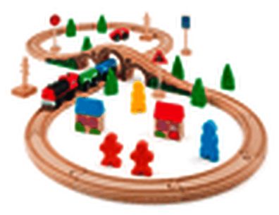 Holzeisenbahn-Set mit batteriebetriebener Lok - Starterset