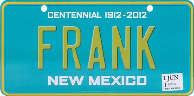 USA Kennzeichen mit Namen, Blechschild, FRANK , NEW MEXICO , (36)