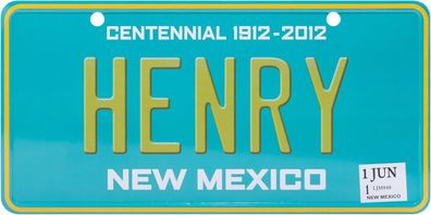 USA Kennzeichen mit Namen, Blechschild, HENRY , NEW MEXICO , (39)