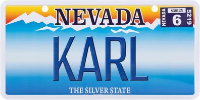 USA Kennzeichen mit Namen, Blechschild, KARL , NEVADA , (47)