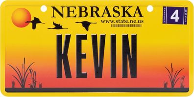 USA Kennzeichen mit Namen, Blechschild, KEVIN , Nebraska , (48)