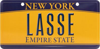 USA Kennzeichen mit Namen, Blechschild, LASSE , NEW YORK , (50)