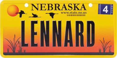 USA Kennzeichen mit Namen, Blechschild, Lennard , Nebraska , (51)