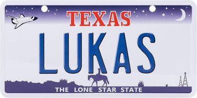 USA Kennzeichen mit Namen, Blechschild, LUKAS , TEXAS , (57)