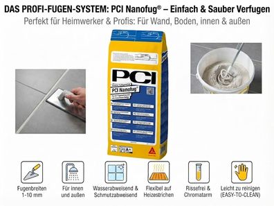 PCI Nanofug 4 kg Fugenmörtel Flexfuge Wand Boden Fliesen Bad Küche Fugenmasse Sika