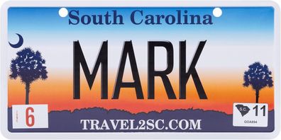 USA Kennzeichen mit Namen, Blechschild, MARK , SOUTH Carolina , (63)