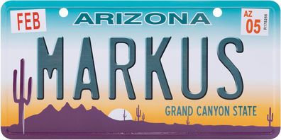 USA Kennzeichen mit Namen, Blechschild, MARKUS , Arizona , (64)