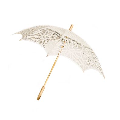 Elegante handgemachte Brautschirme mit Spitze mit robustem Holzgriff