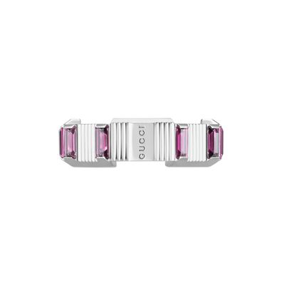 Gucci – YBC702414001 – Link to Love-Ring aus 18-karätigem Weißgold und Rubellit