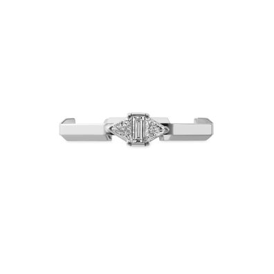 Gucci – YBC744971002 – Link to Love-Ring aus 18-karätigem Weißgold und Diamanten