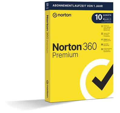 Norton NO SUB 360 Premium | 10 PC | 1 Jahr | KEY / ESD