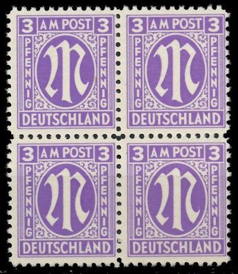 BIZONE AM-POST Nr 1z postfrisch Viererblock X81EAFA