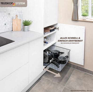 bremermann Schrank-Korbauszug 30 cm Breite, Boden-Teleskopschublade mit Einlegeboden,