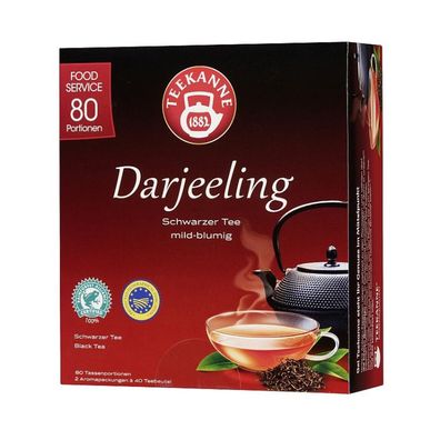 Teekanne Darjeeling Schwarzer Tee 80 x 1,65g Teebeutel, Rainforest Alliance