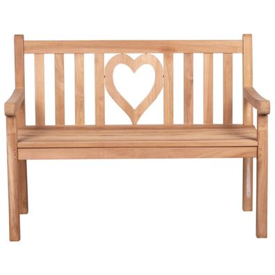 deVries Gartenbank "WOODIE" Herz Teakholz mit Herz Gravur Rückenlehne 120x60x89cm