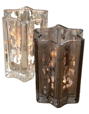 Windlicht Teelicht Glas lackiert grau/hell Stern H ca. 10 cm 2er Set