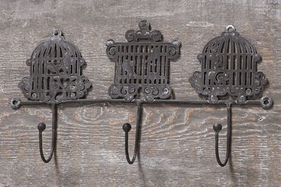 Garderobe Haken grau Wandhakenl Metall lackiert, Shabby 3er Haken