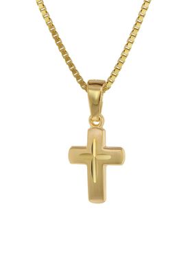 trendor Schmuck Kreuz-Anhänger für Kinder Gold 585 (14 Kt.) + Plattierte Kette 75273