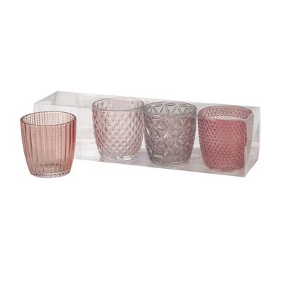 Teelichthalter Marilu Glas lackiert rose mix H.7,5 cm Ø.7,5cm 4-teilig