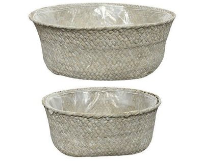 Korb Tablett Dekokorb Dekotablett Seegras Ø 30 cm Höhe 10 cm 2er Set