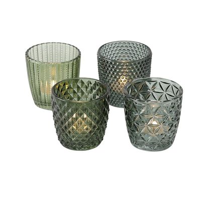 Teelichthalter Marilu Glas lackiert grün H.8 cm Ø.8 cm 4 Stück
