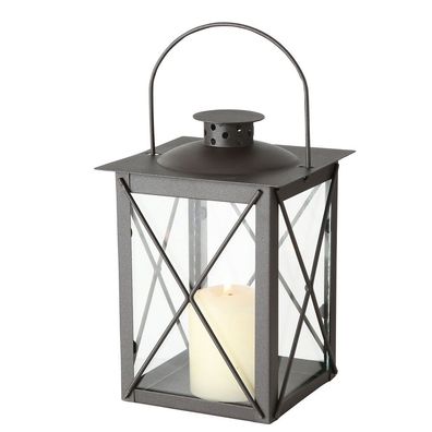 Kerzenlaterne Farol Glaseinsatz Eisen H.20 B.14 cm braun