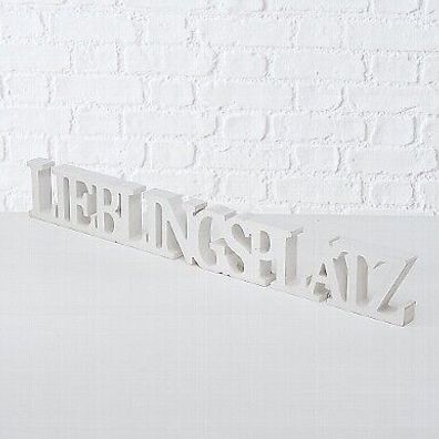 Dekoaufsteller Schriftzug Dekoration Lieblingsplatz weiß