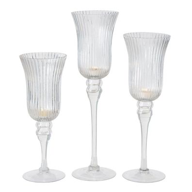 Windlicht Manou Glas lackiert transparent H 30-40 cm 3er Set