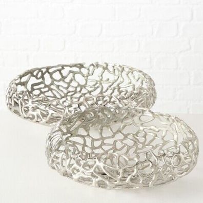 Dekoschale Fidan Ø33/40 cm H11/13 cm Aluminium Silber 2 er Set
