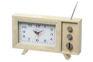 Tischuhr Fernseher TV Holz H/B/T 35/6/17,5 cm