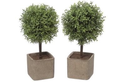 Pflanze Kunstbaum Topfplanze Buchsbaum grün Tischdeko H 26 cm 2er Set