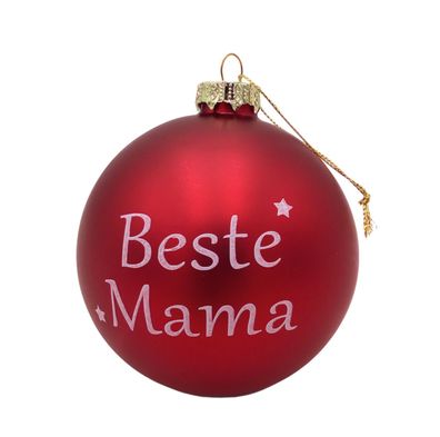 Glas-Weihnachtsbaumkugeln rot mit Spruch 10cm Christbaumschmuck Weihnachtsdeko