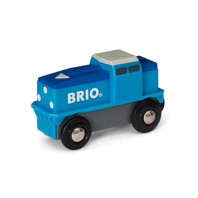 BRIO Blaue Frachtlok mit Batterie, Spielfahrzeug (blau/weiÃ #159;)
