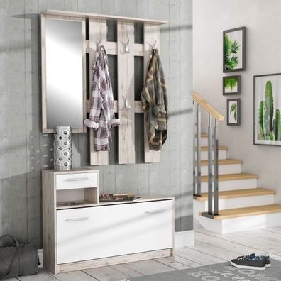 Garderobe Foxy FOXD011-T19F Wandgarderobe Sandbeige/weiß