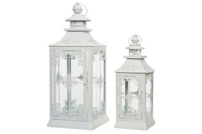 Laterne Eisenlaterne romantik Windlichtlaterne creme 2er Set