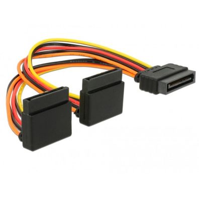 Stromkabel SATA 15Pin (Stecker) > 2x SATA 15Pin (Buchse) (15cm)