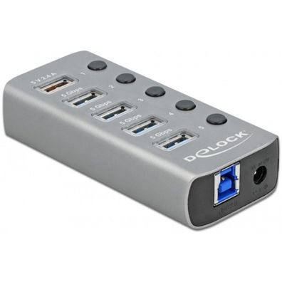 Delock DELOCK HUB USB 3.2Gen1 Typ-A 4Port + Schnellladeport Schalter