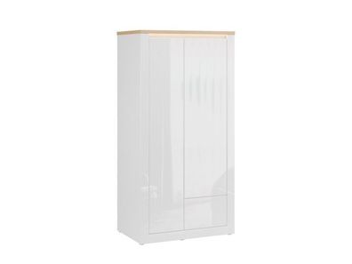 Kleiderschrank Duraoak DUKS822LB-Q356 Drehtürenschrank mit Led - Weiß Hochglanz