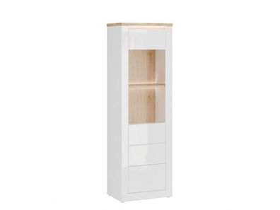 Vitrine L/R Duraoak DUKV712B-Q356 Vitrinenschrank mit Led - Weiß Hochglanz