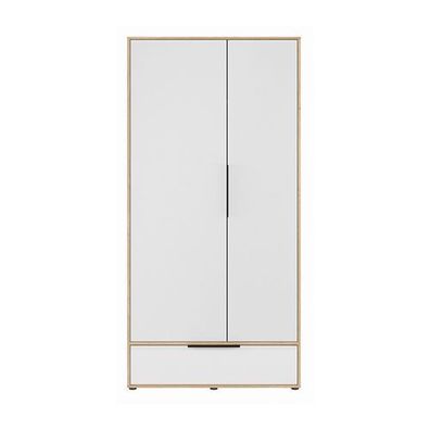 Kleiderschrank Orkney OKYS821-Q344 Drehtürenschrank 98 cm - Eiche Mauvella/Weiß Glanz