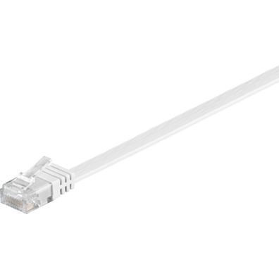 Patchkabel RJ-45 Stecker > RJ-45 Stecker (weiß, 20 Meter, flach, Cat.5e U/UTP)