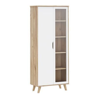 Vitrine Vankka VNKV721-L25 Vitrinenschrank Helle Eiche/Weiß