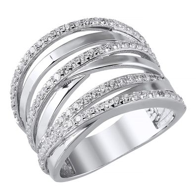 trendor Schmuck Damenring 925 Sterlingsilber Rhodiniert mit Zirkonia 21820